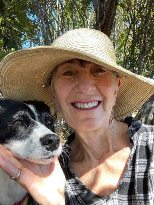 Annie Fox, author, with Gracie the Dog