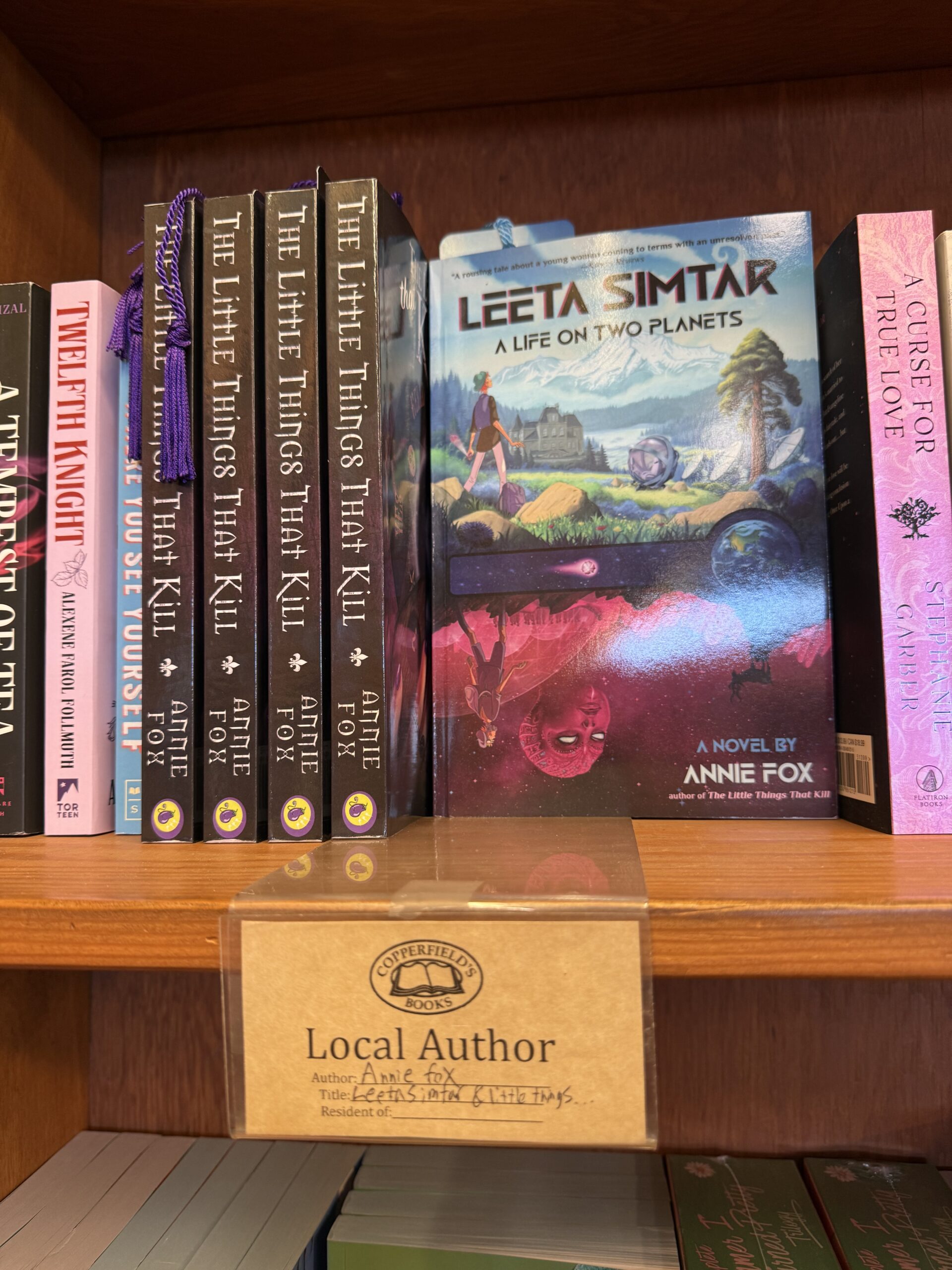 Local author Annie Fox book display at a Copperfield's Books