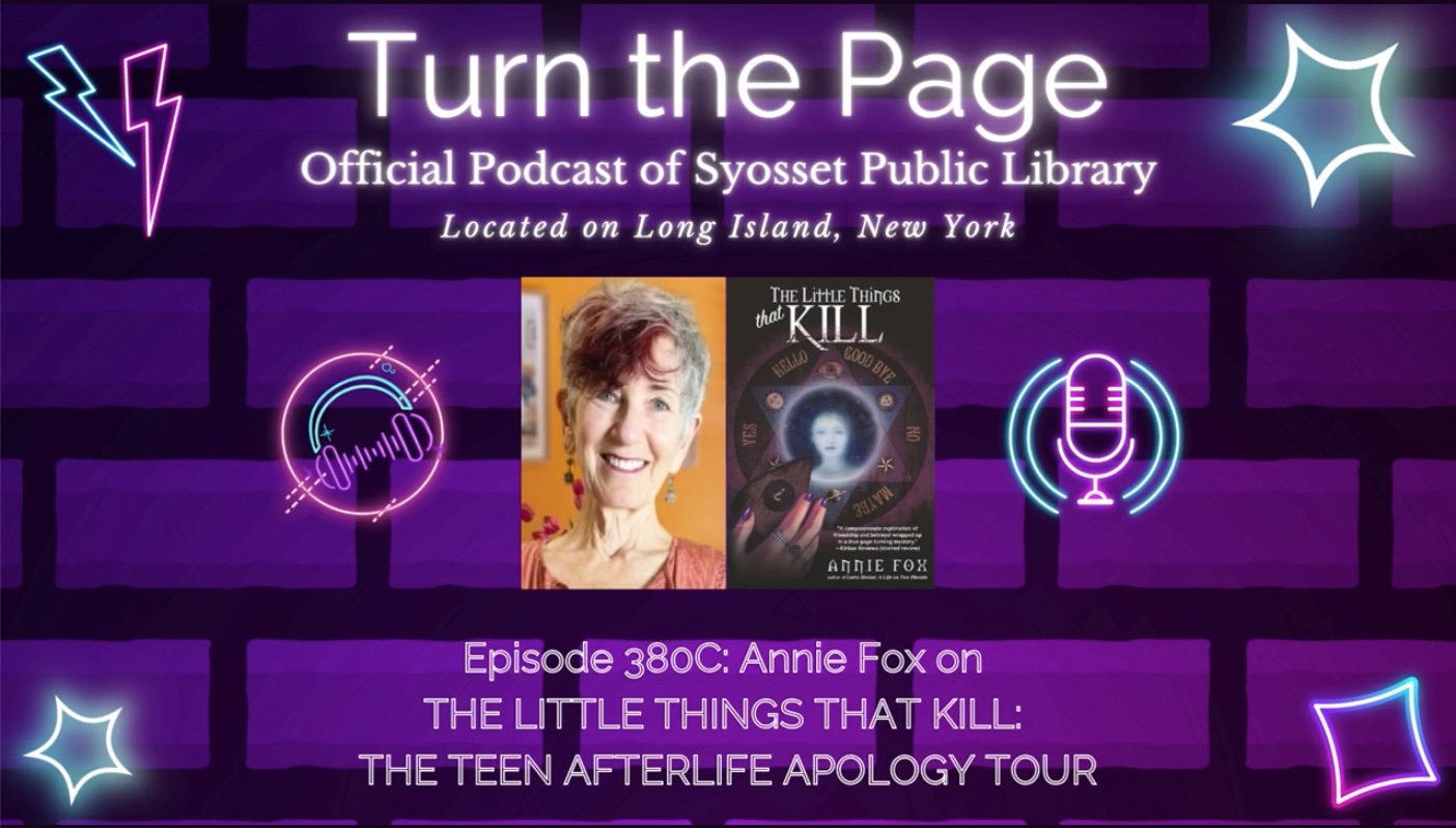 Screenshot Turn the Page, Official Podcast of Syosset Public Library. Episode 354B: Annie Fox on Leeta Simtar: A Life on Two Planets